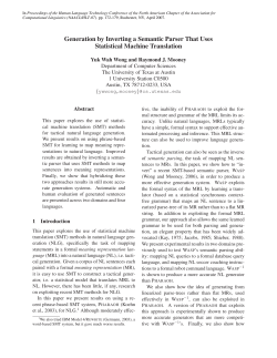 Generation by Inverting a Semantic Parser That Uses Statistical
