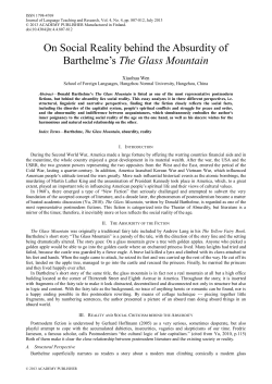 On Social Reality behind the Absurdity of Barthelme`s The Glass