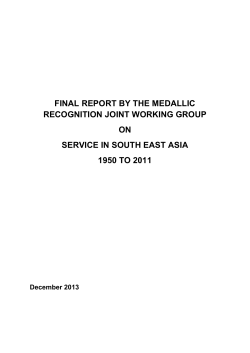 The Final Report of the Medallic Recognition Joint Working Group