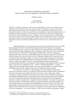 THE GRAIL OF ORIGINAL MEANING: USES OF THE PAST IN
