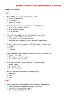 EUROPEAN EXPLORATION COMPREHENSION QUESTIONS