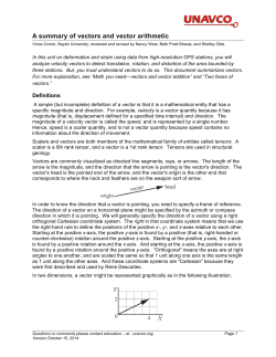 A summary of vectors and vector arithmetic