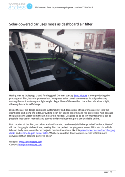 Solar-powered car uses moss as dashboard air filter