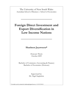 Foreign Direct Investment and Export Diversification in Low Income