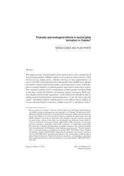 Prosodic and analogical effects in lexical glide formation in Catalan1