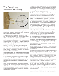 The Creative Act by Marcel Duchamp