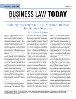 "Due Diligence" Defense for Outside Directors