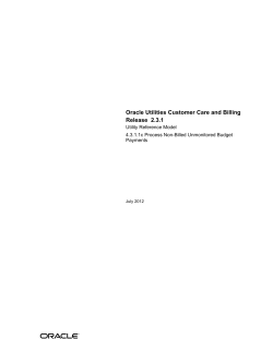 Oracle Utilities Customer Care and Billing Utility Reference Model