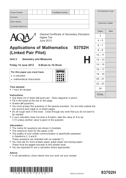 (Linked Pair Pilot) Question paper Unit 02 - Geometry and
