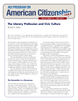 The Literary Profession and Civic Culture
