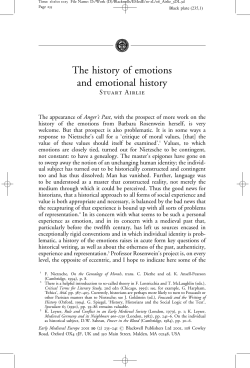 The history of emotions and emotional history