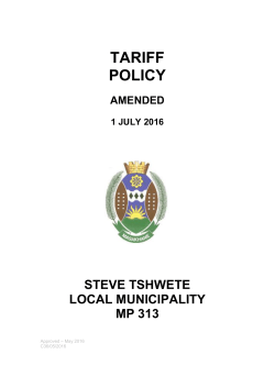 tariff policy - Steve Tshwete