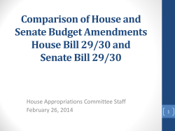 Comparison of House and Senate Budget Amendments House Bill