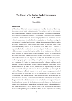 The History of the Earliest English Newspapers, 1620 &ndash; 1642