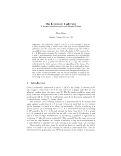 On Distance Coloring - Oberlin College Computer Science