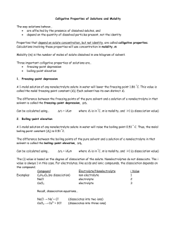 Molality and Colligative Properties Notes