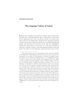 The Language Culture of Lahore