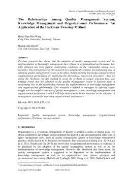 The Relationships among Quality Management System, Knowledge