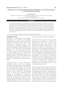 phenology of three mosses from upper ogun, a savanna area of