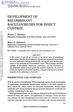 Development of Recombinant Baculoviruses for Insect Control