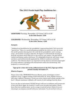 The 2013 Fresh-‐Soph Play Auditions for