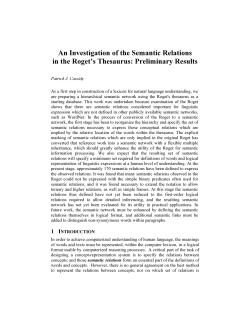 An Investigation of the Semantic Relations in the Roget`s