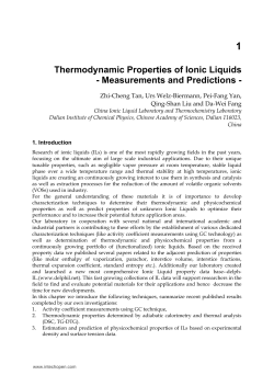 Thermodynamic Properties of Ionic Liquids