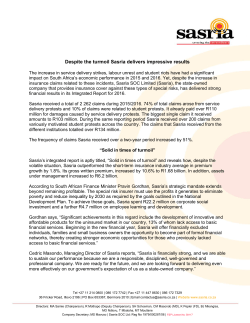 Despite the turmoil Sasria delivers impressive results