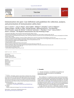 Immunization site pain: Case definition and guidelines for collection
