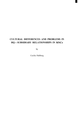 CULTURAL DIFFERENCES AND PROBLEMS IN HQ
