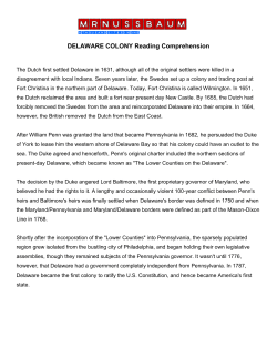 DELAWARE COLONY Reading Comprehension