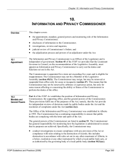 FOIP Guidelines and Practices: Chapter 10