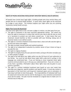 RIGHTS OF PEOPLE RECEIVING INVOLUNTARY INPATIENT