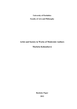 Artist and Society in Works of Modernist Authors Mark&eacute;ta Kohoutkov&aacute;