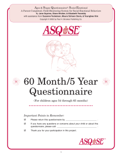 60 Month/5 Year ASQ:SE Information Summary