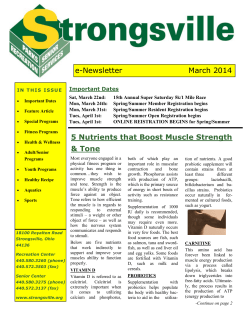 e-Newsletter March 2014 5 Nutrients that Boost Muscle Strength