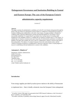 Enlargement Governance and Institution Building in Central and