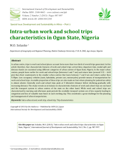 Intra-urban work and school trips characteristics in Ogun state, Nigeria