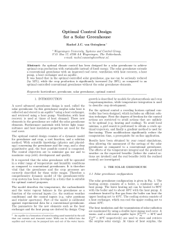 Optimal Control Design for a Solar Greenhouse