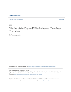 Welfare of the City and Why Lutherans Care about Education