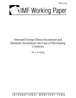 Outward Foreign Direct Investment and Domestic Investment