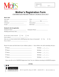 Mother`s Registration Form - Crossroads Presbyterian Church