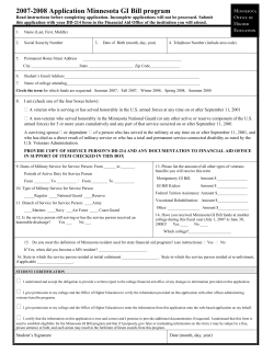 2007-2008 Application Minnesota GI Bill program