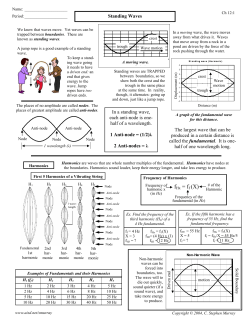 Standing Waves The largest wave that can be produced in a certain