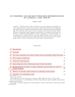 On tempered and square integrable representations of - HAZU-a