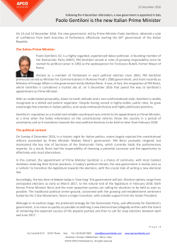 Paolo Gentiloni is the new Italian Prime Minister