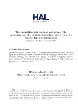 The Inscription between text and object - Hal-SHS