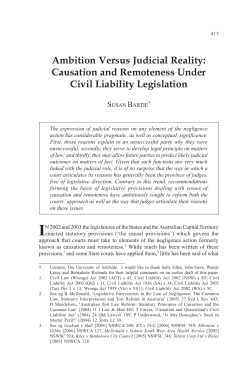 Bartie, Susan --- "Ambition Versus Judicial Reality: Causation and