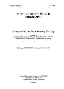 Memory of the World: safeguarding the documentary