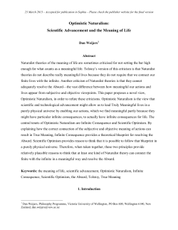 Optimistic Naturalism: Scientific Advancement and the Meaning of Life